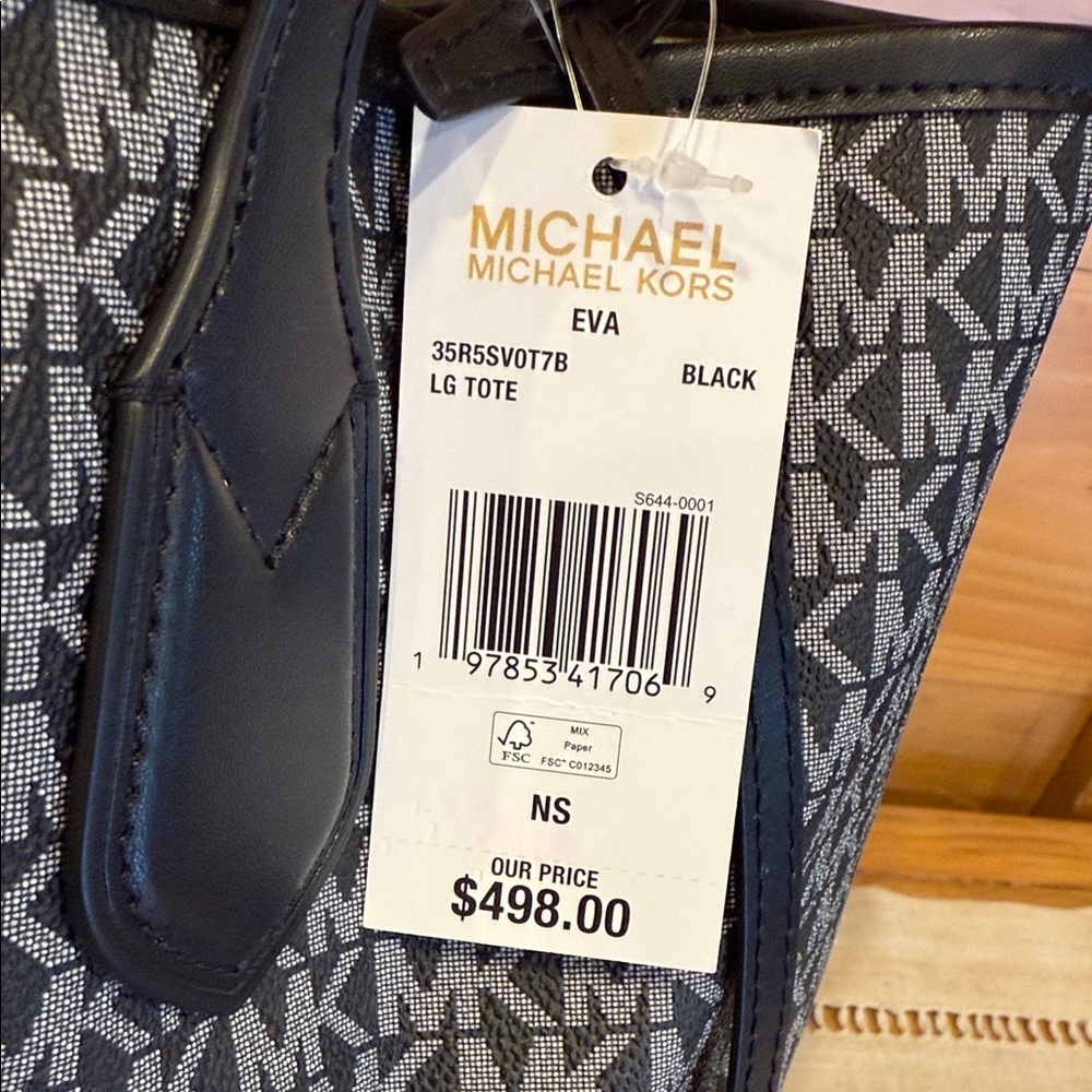 Michael Kors (Eva) Stylish Black and Gray Tote Bag Set - Picture 4 of 8